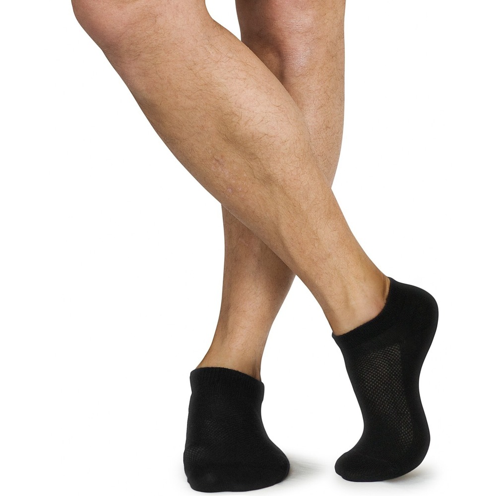 Black Thin Breathable Cotton Low Cut Ankle Running socks for Women Men, 4 Pack - Picture 3 of 6